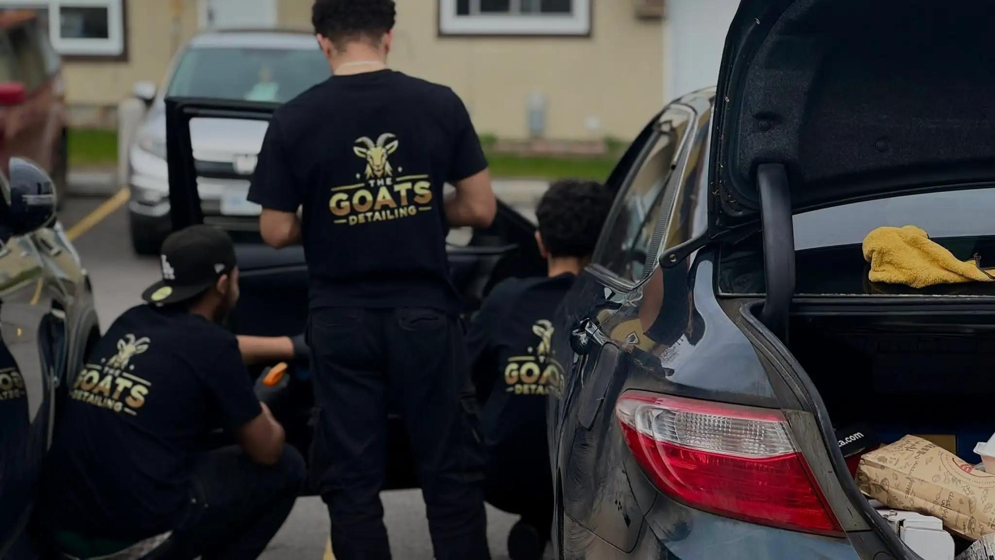 Luxury car wheel with water droplets